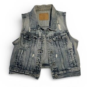 Y2K Amethyst Jeans Distressed Blue Denim Vest size Medium